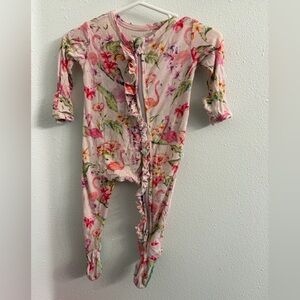 Posh peanut footie ruffled zipper one piece NB